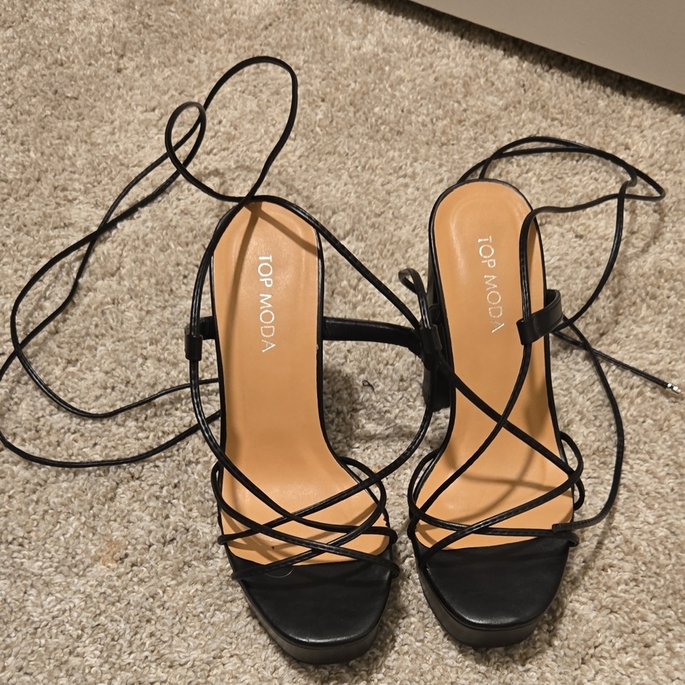 TOP Moda Black Strappy Heels
